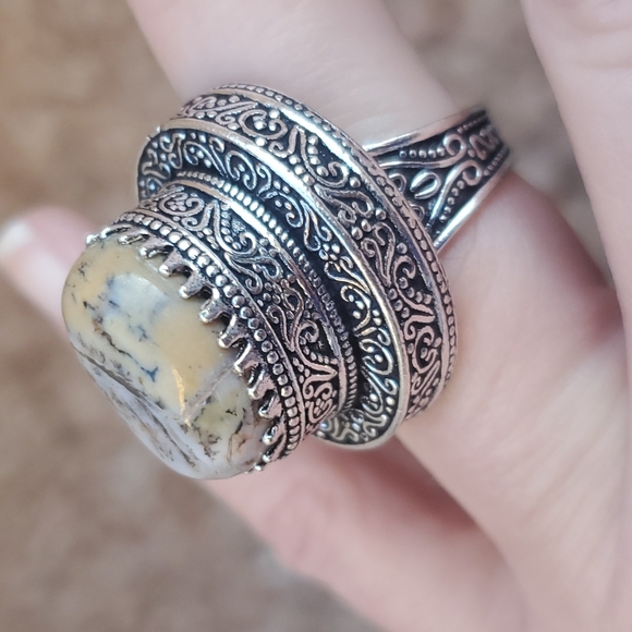 New Dendritic Opal 925 Silver Statement Ring. - Picture 6 of 16